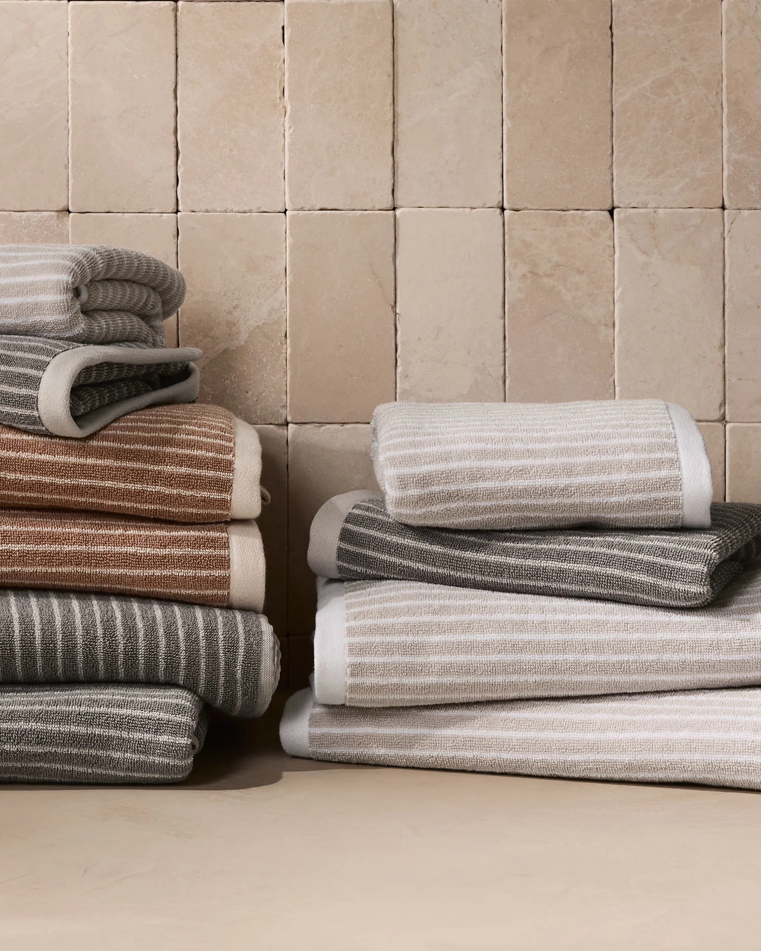 2+2 Pinstripe Bath Bundle - Bone and White - Image 4