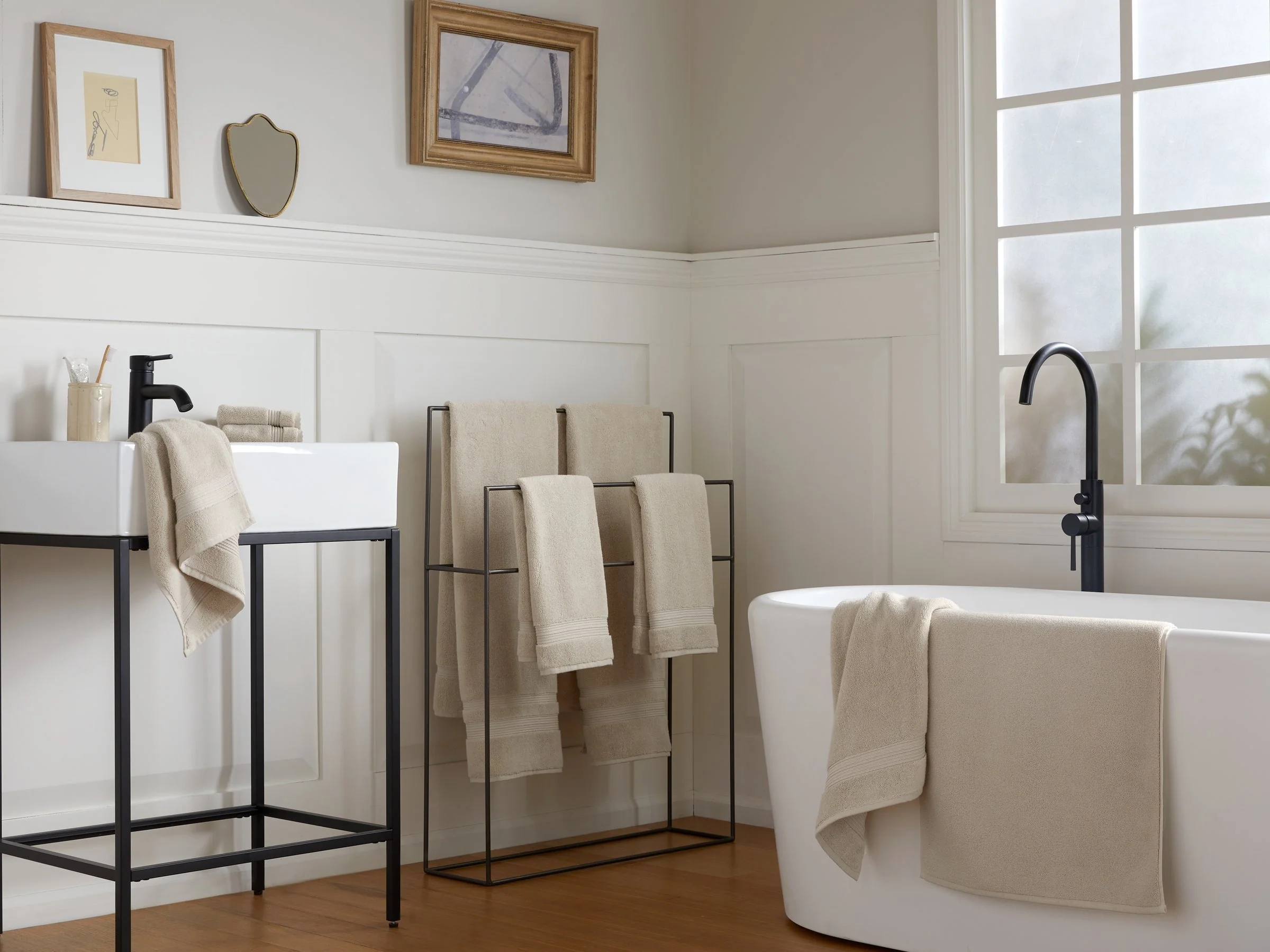 6+6 Classic Turkish Cotton Bath Bundle - Bone - Image 2