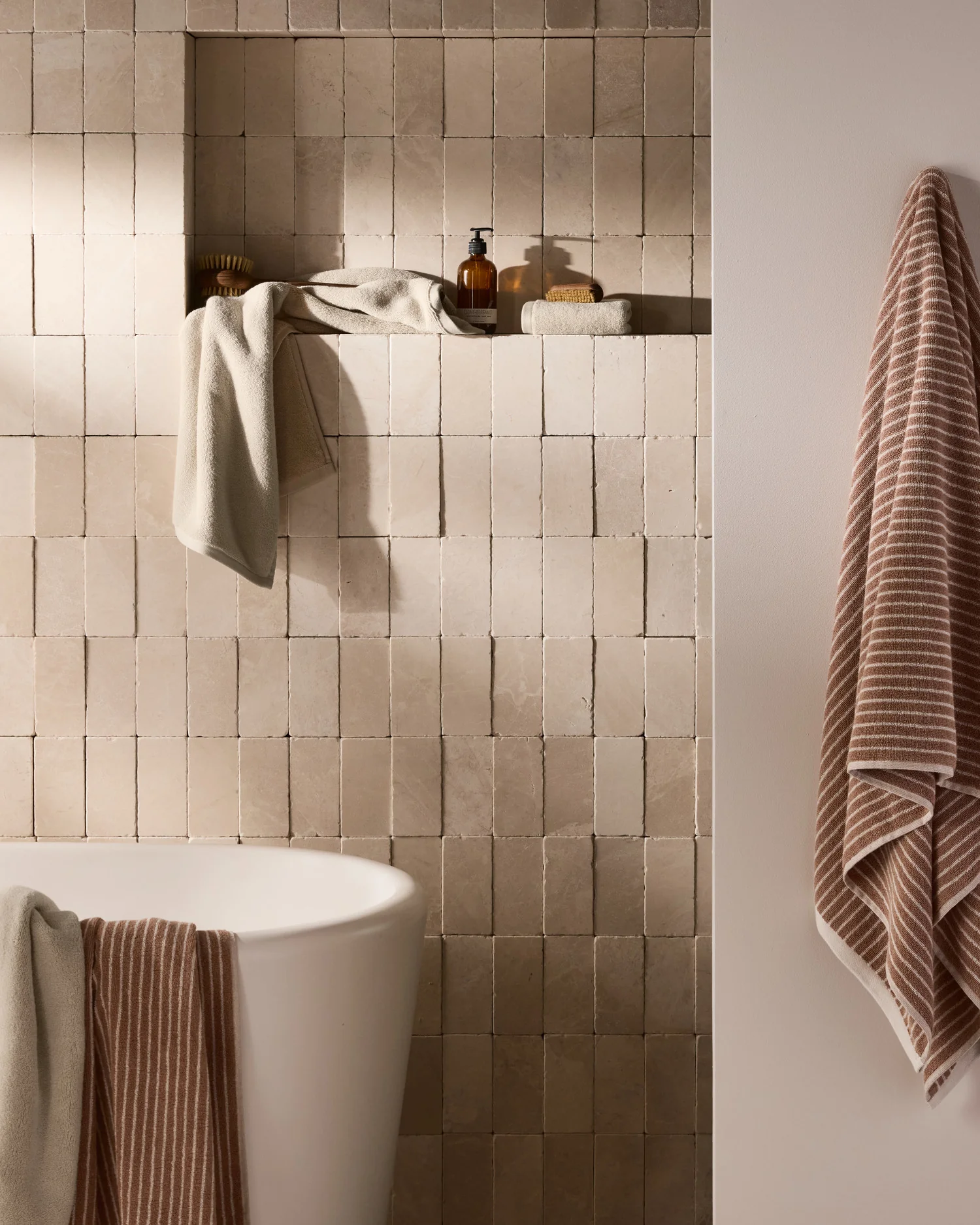 4+4 Pinstripe Bath Bundle - Adobe and Alabaster - Image 4