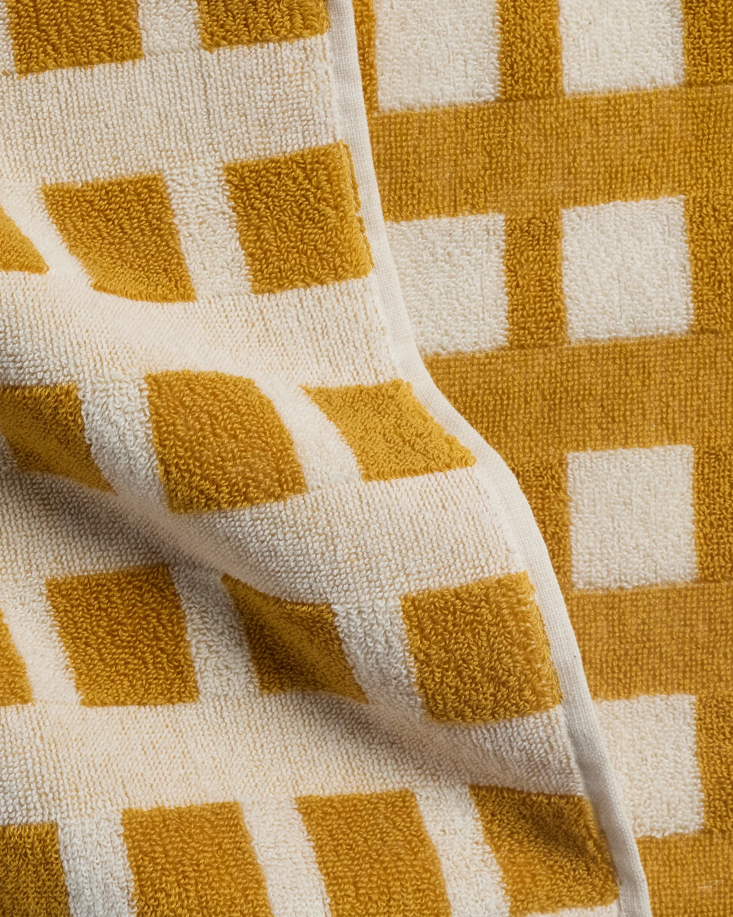 Capri Check Beach Towel (Marigold with Natural) - Image 3