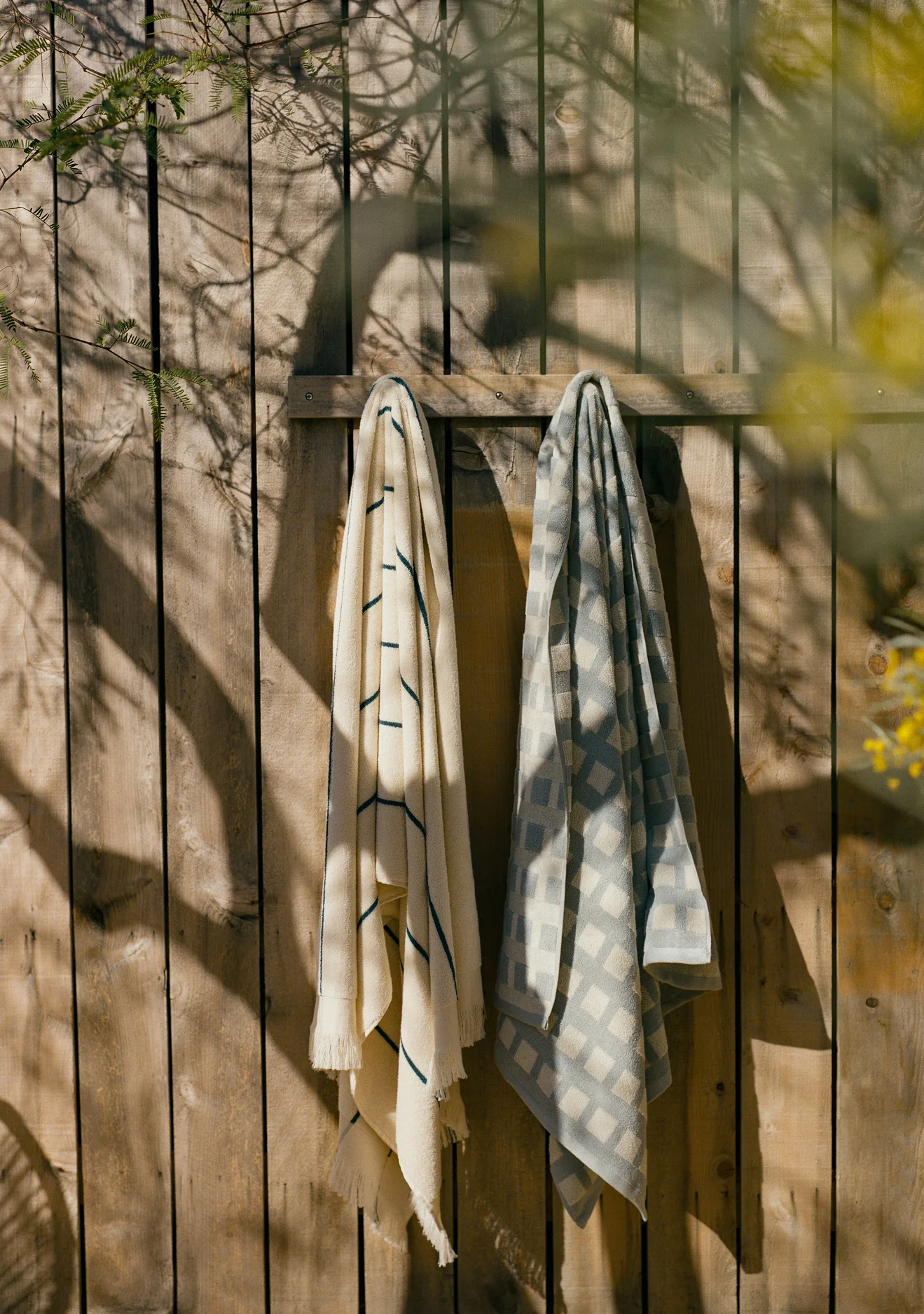 4x Capri Check Towel Bundle - Sky with Natural - Image 4