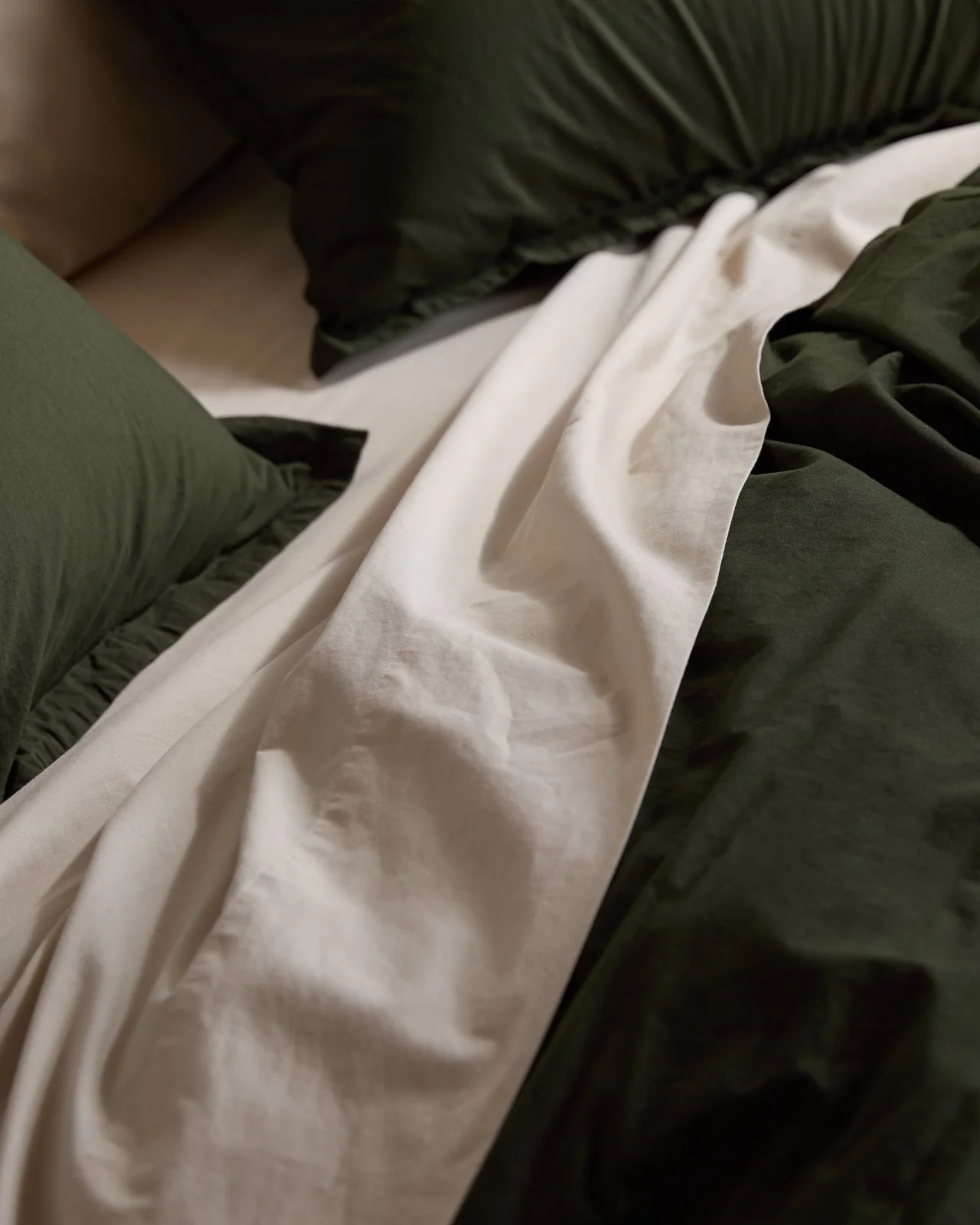 Brushed Cotton Duvet Cover Set - Evergreen K/CK - Image 4
