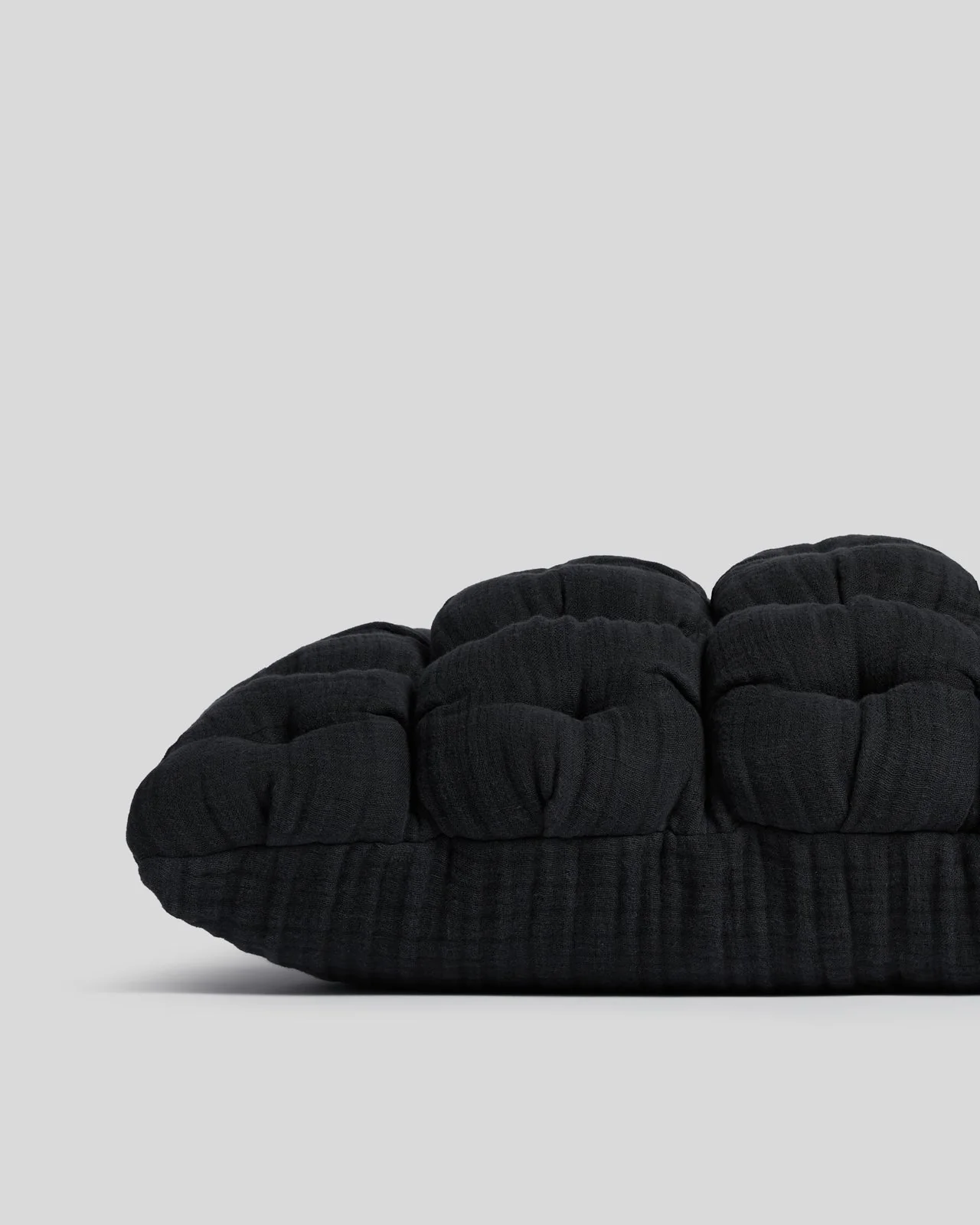 Cloud Linen Puff Lumbar Pillow Cover - FINAL SALE (Soft Black) - Image 2