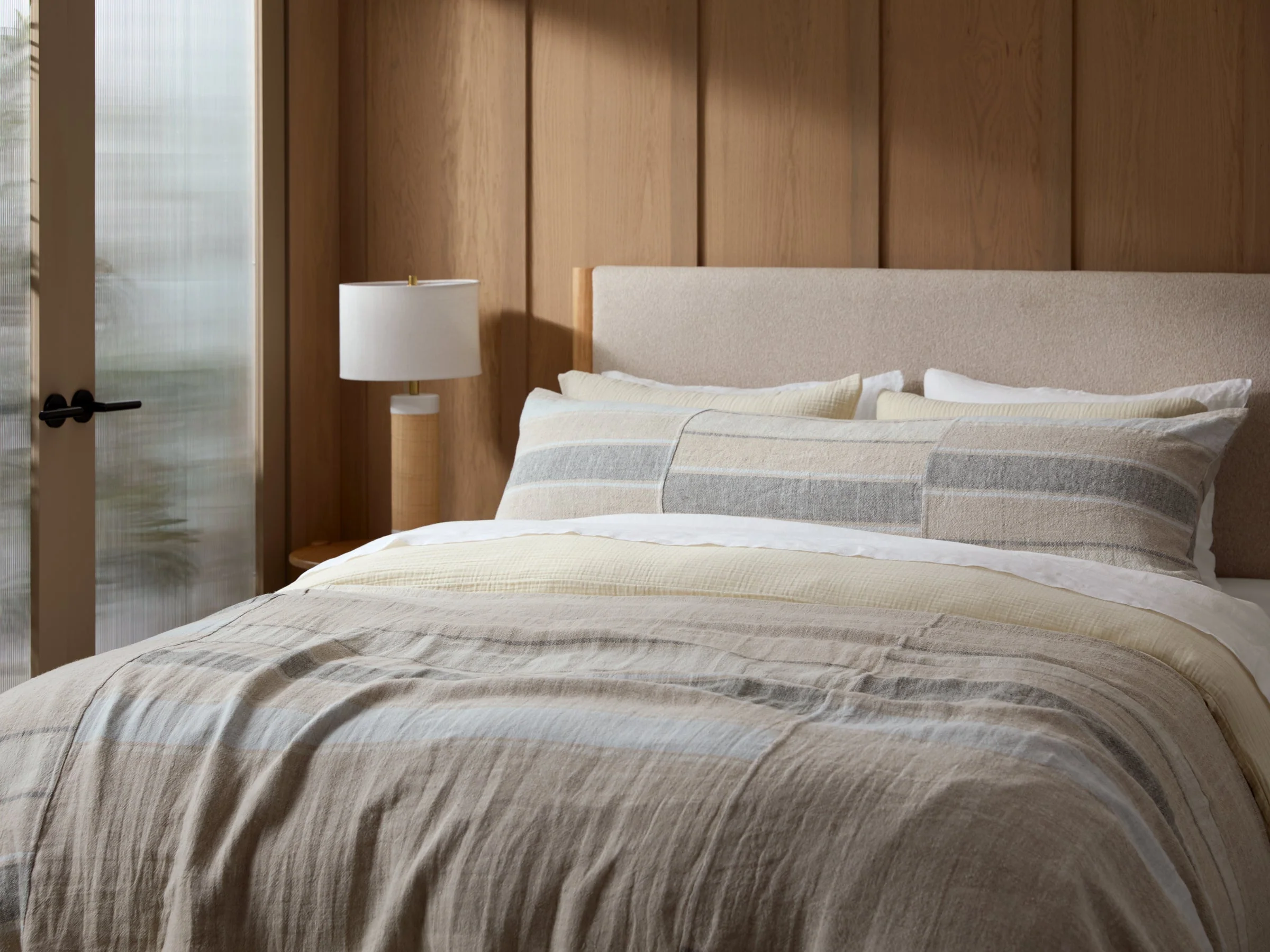 Heritage Linen Bed Cover (Natural Stripe Cool) - Image 2