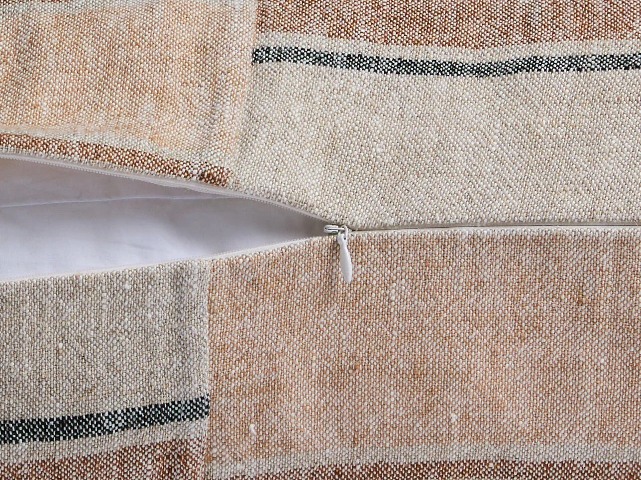 Heritage Linen Body Pillow Cover - FINAL SALE (Natural Stripe Warm) - Image 3