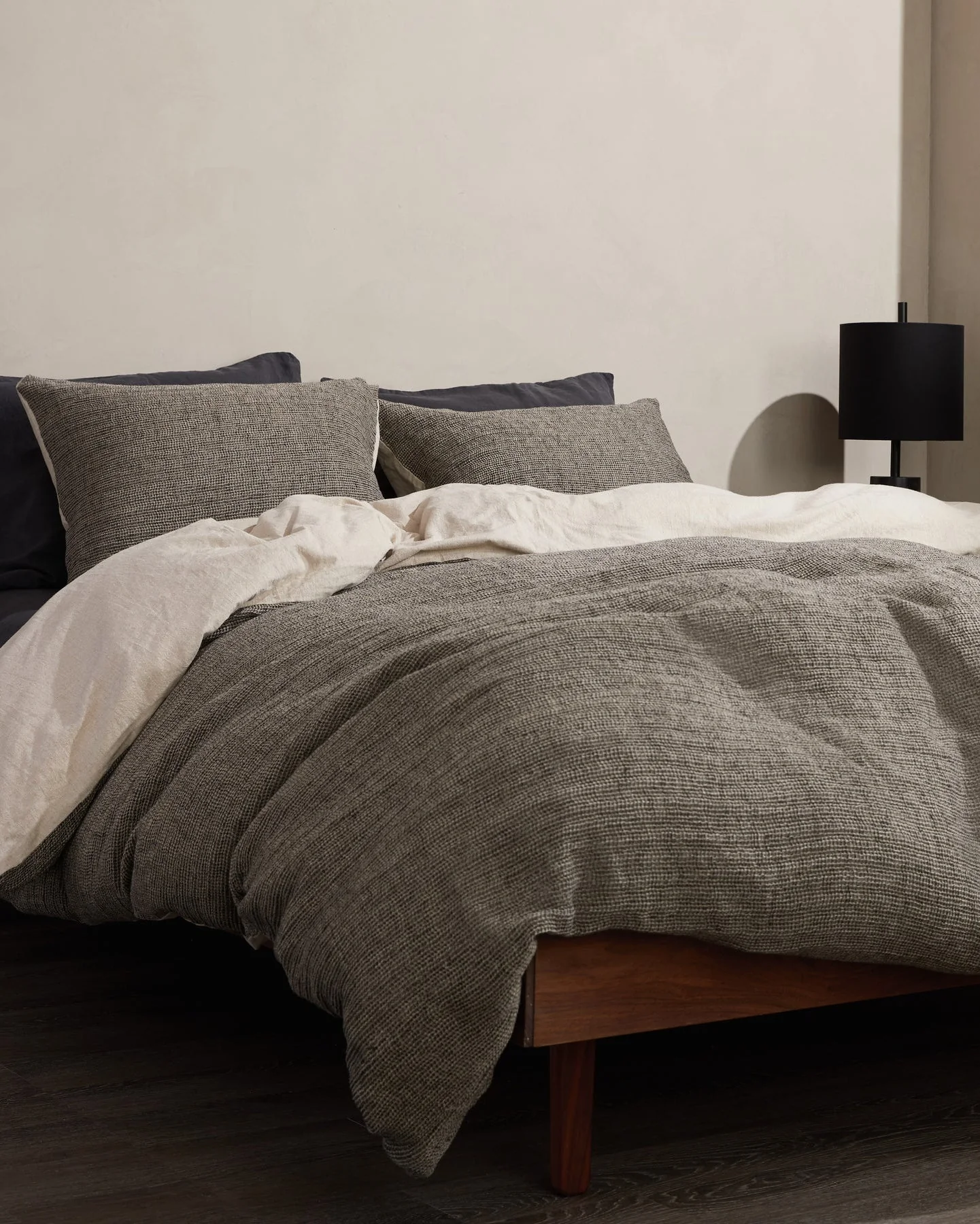 Honeycomb Duvet Cover (Soft Black and Natural) - Image 4