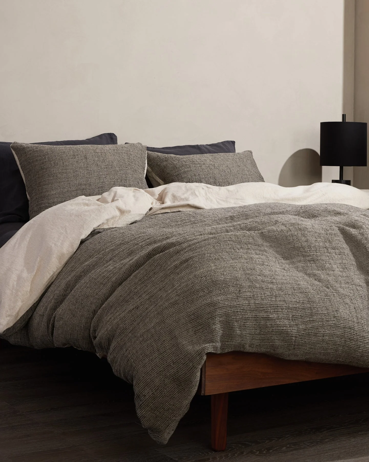 Honeycomb Sham Set (Soft Black and Natural) - Image 2