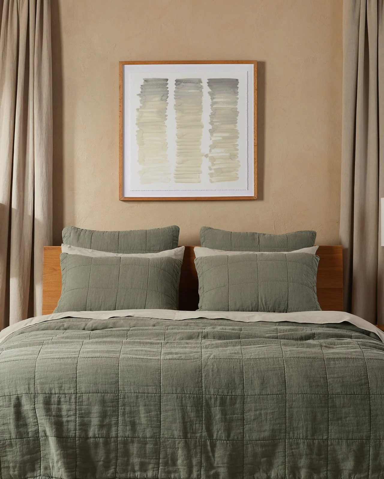 Linen Box Quilted Euro Sham (Moss) - Image 3