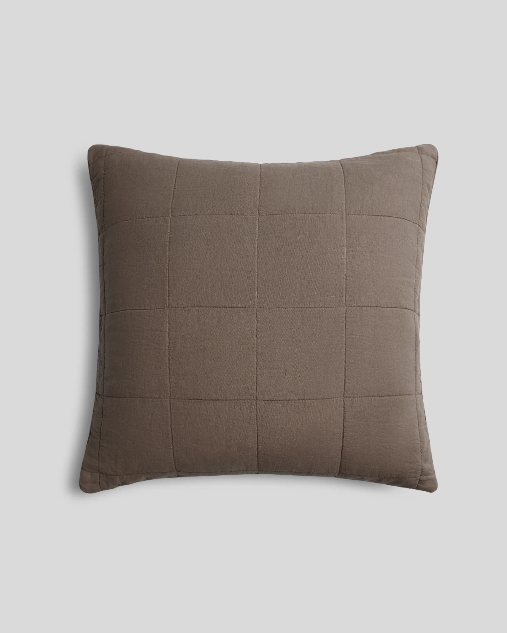 Linen Box Quilted Euro Sham (Warm Grey)