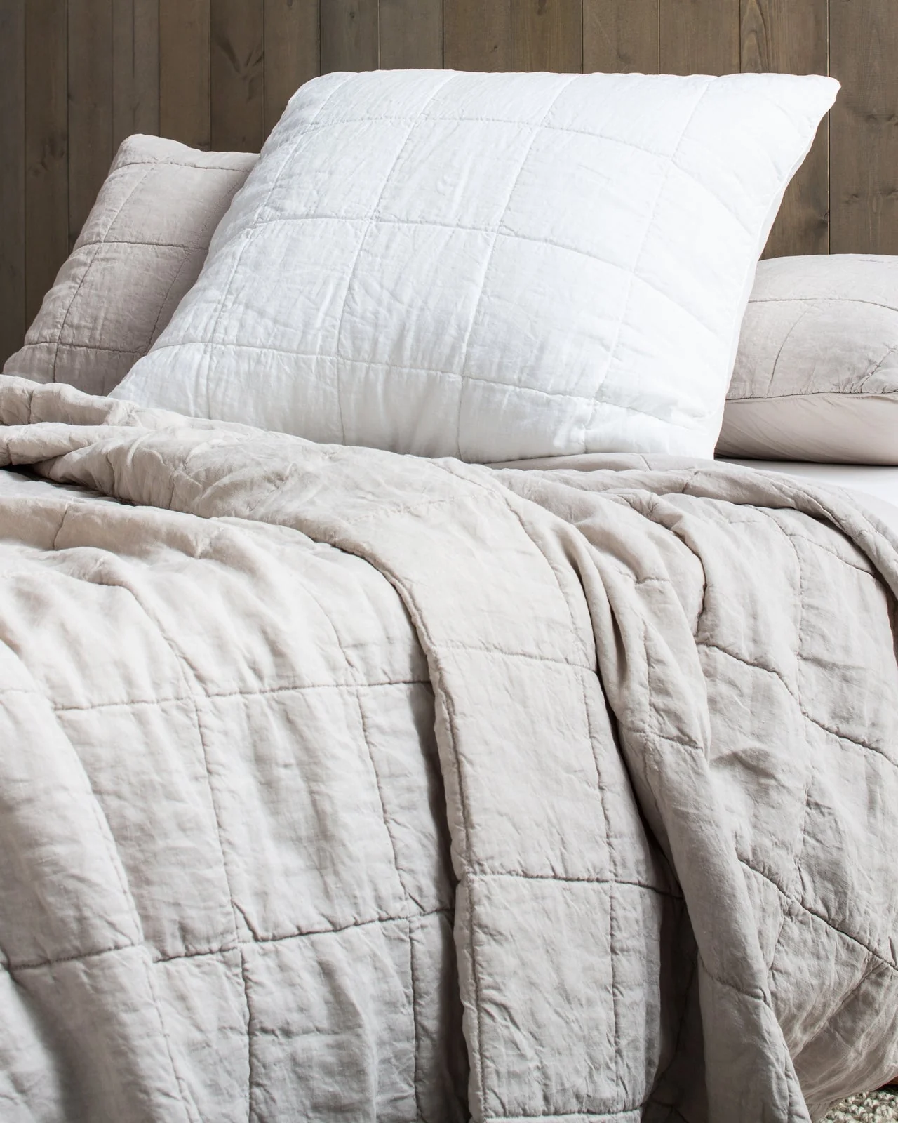 Linen Box Quilted Euro Sham (White) - Image 2