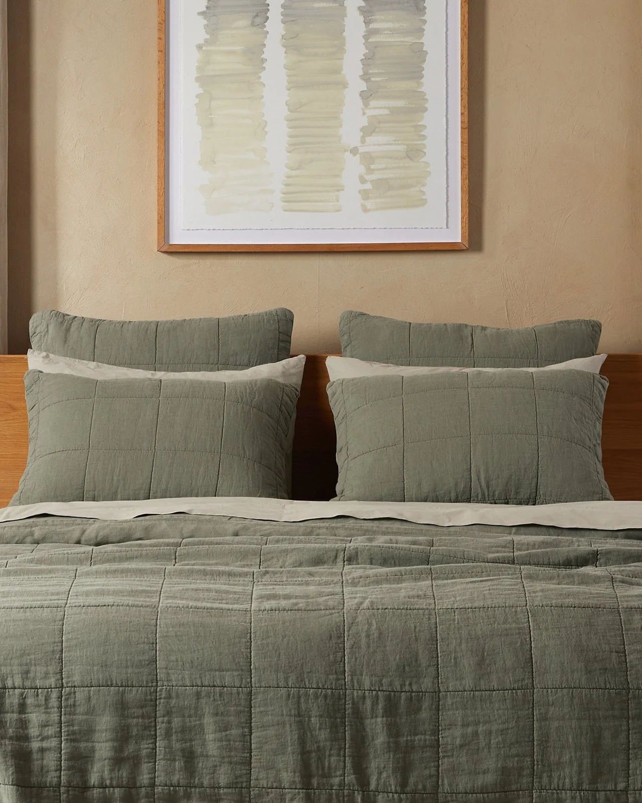 Linen Box Quilted Sham Set (Moss) - Image 2