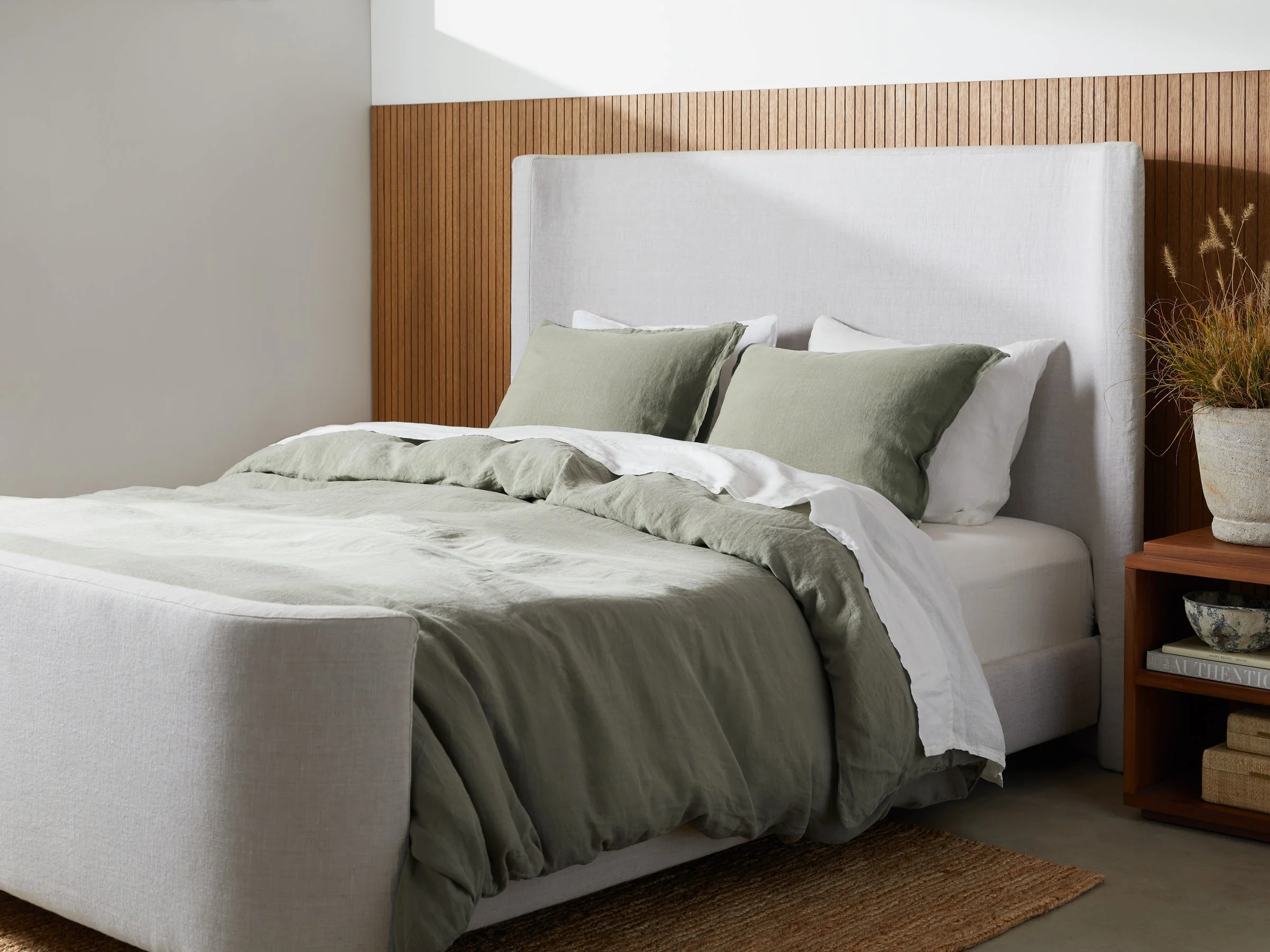 Linen Duvet Cover Set - Moss K/CK - Image 4