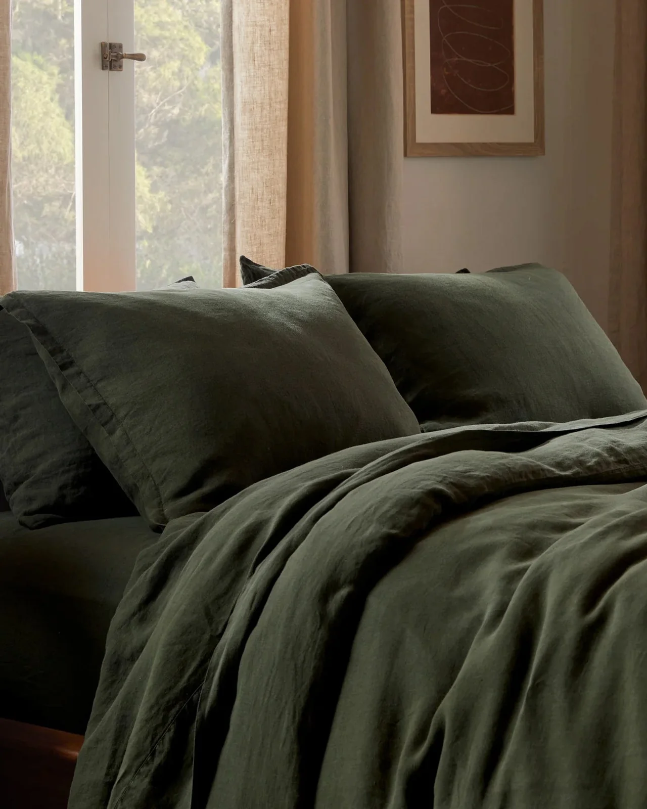 Linen Fitted Sheet (Evergreen) - Image 4
