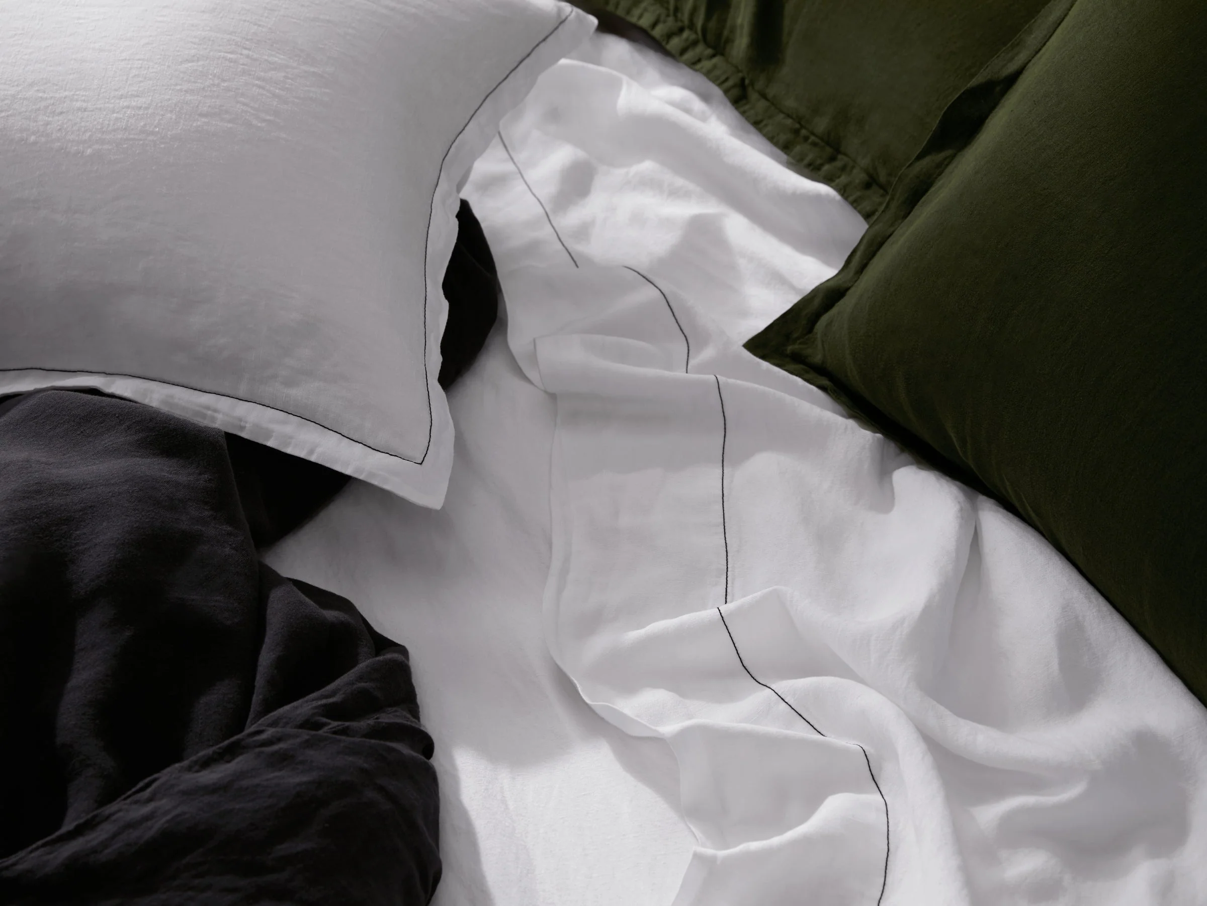 Linen Tencel Bundle - White with Black F/Q - Image 4