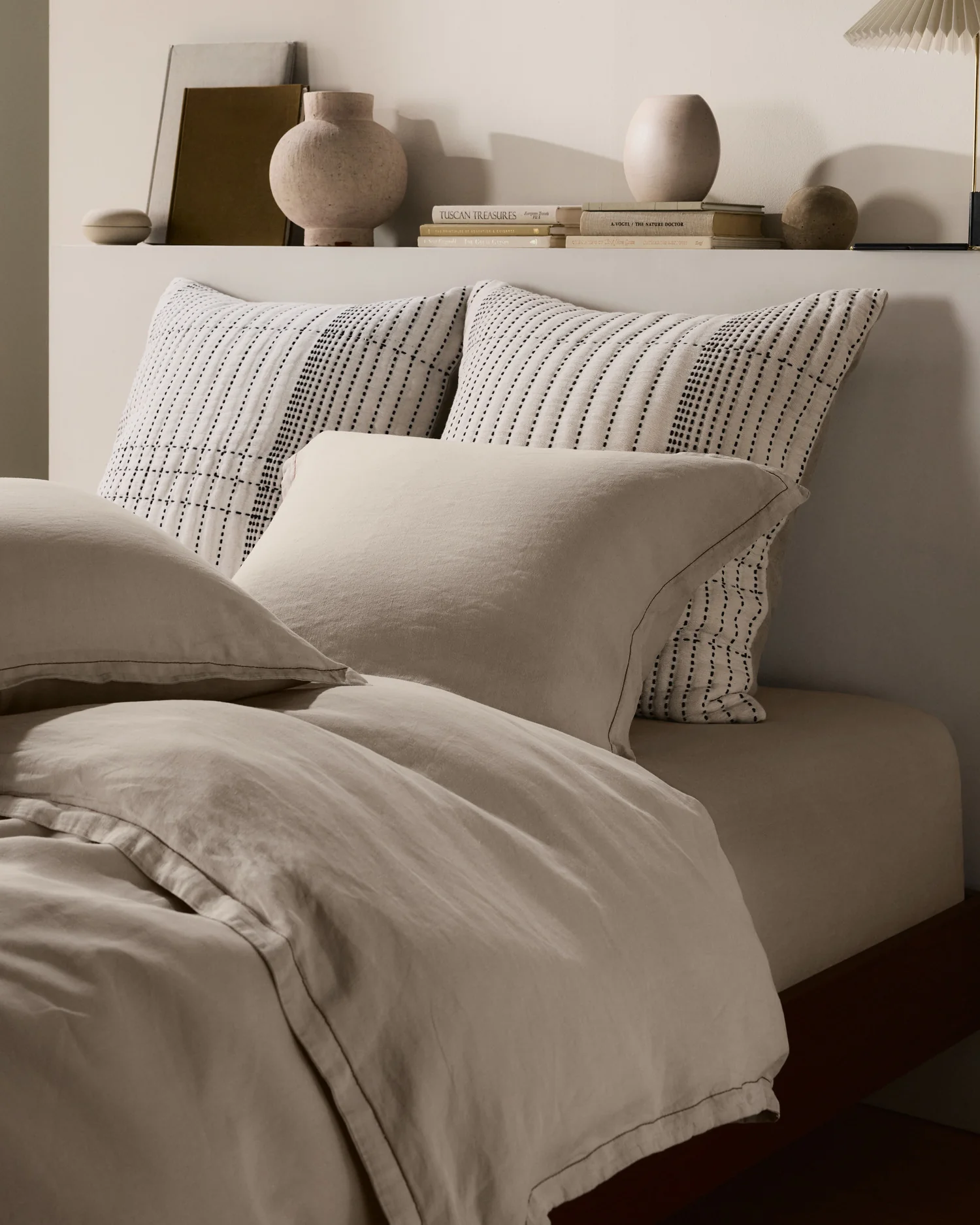 Linen Tencel Duvet Cover Set - Bone K/CK - Image 2