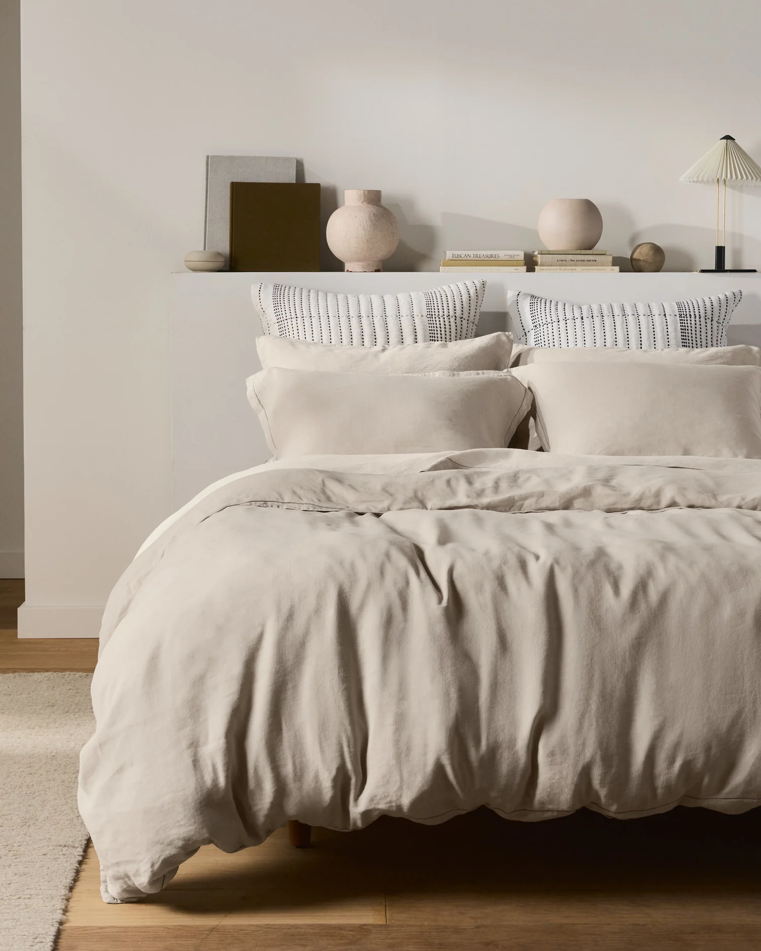 Linen Tencel Duvet Cover Set - Bone K/CK - Image 4