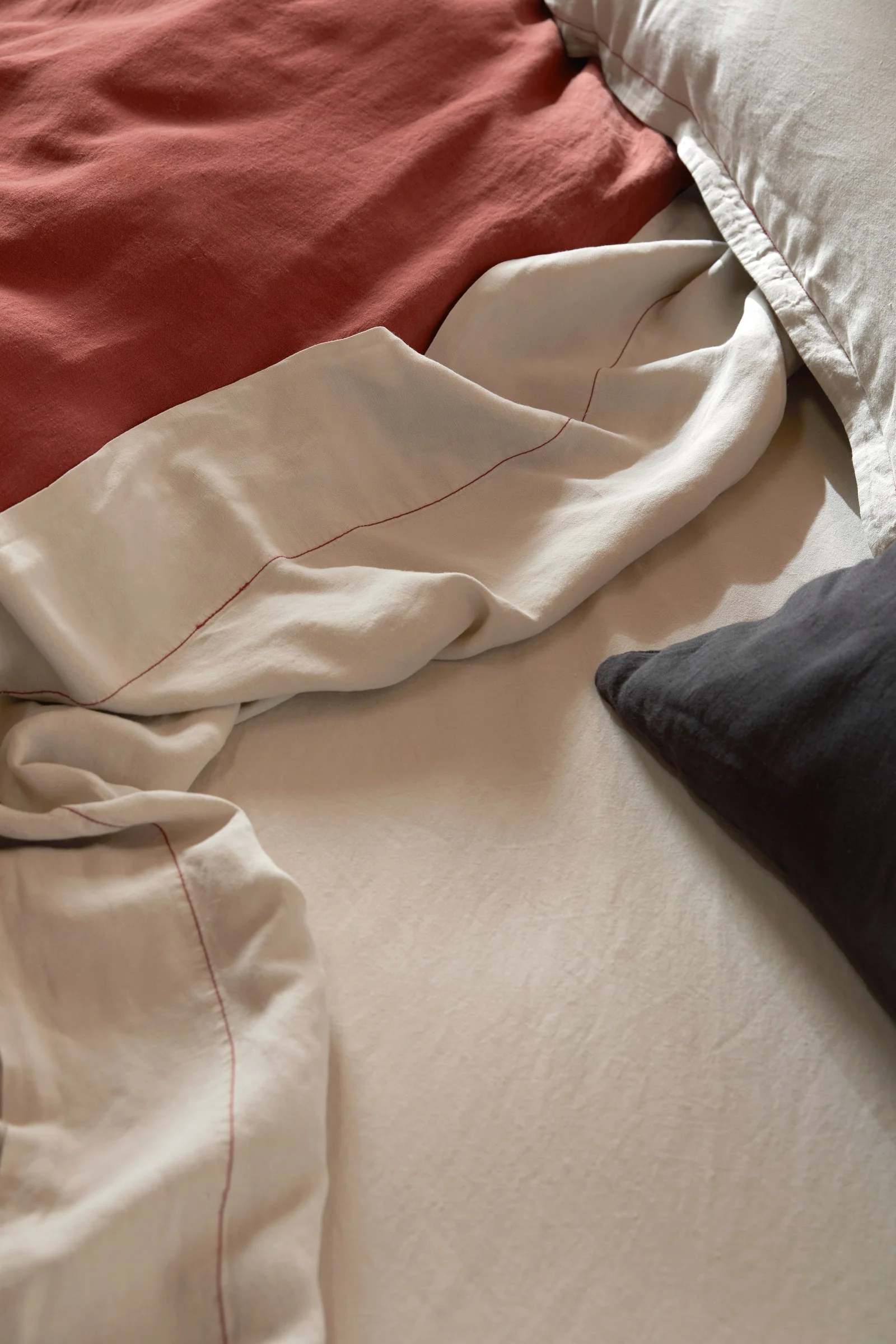 Linen Tencel Sheet Set - Bone with Canyon K/CK - Image 4