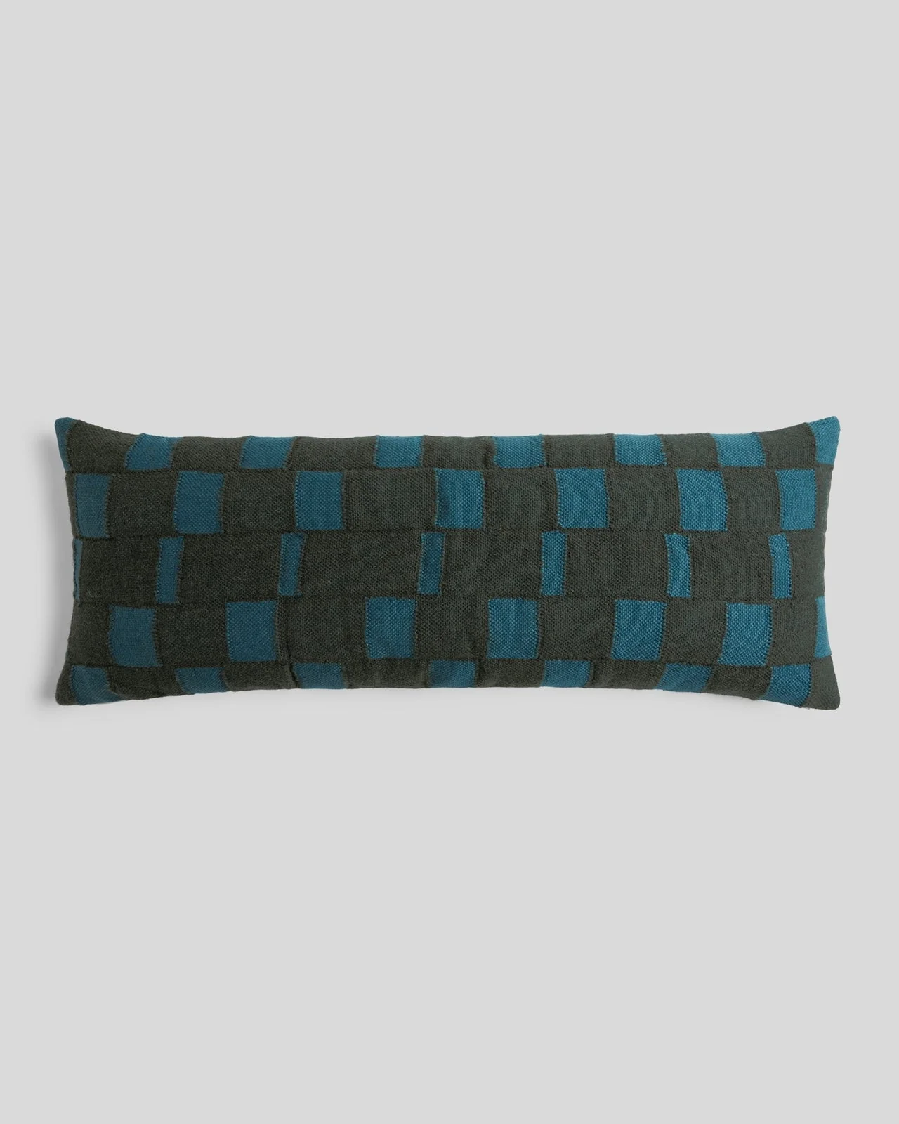 Modern Wool Lumbar Pillow Cover (Evergreen and Peacock)