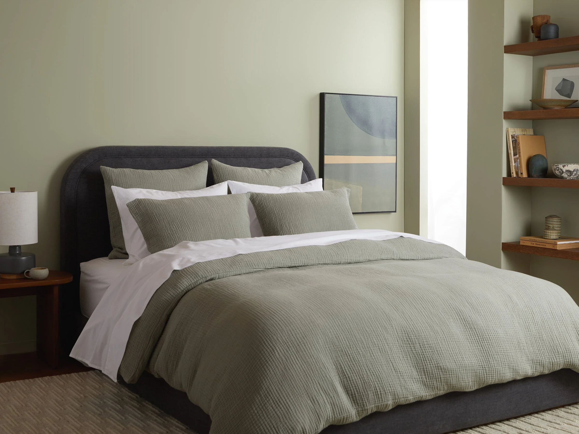 Organic Cloud Cotton Sham Set - FINAL SALE (Heathered Moss) - Image 2