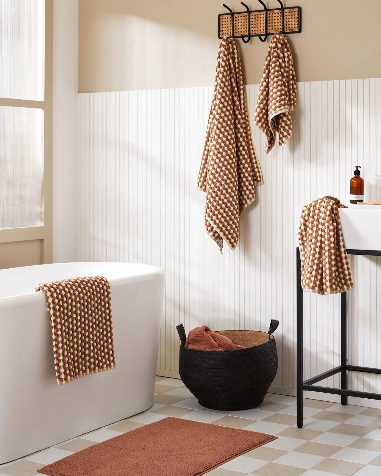 Organic Cotton Mosaic Towels (Ochre and Clay) - Image 4