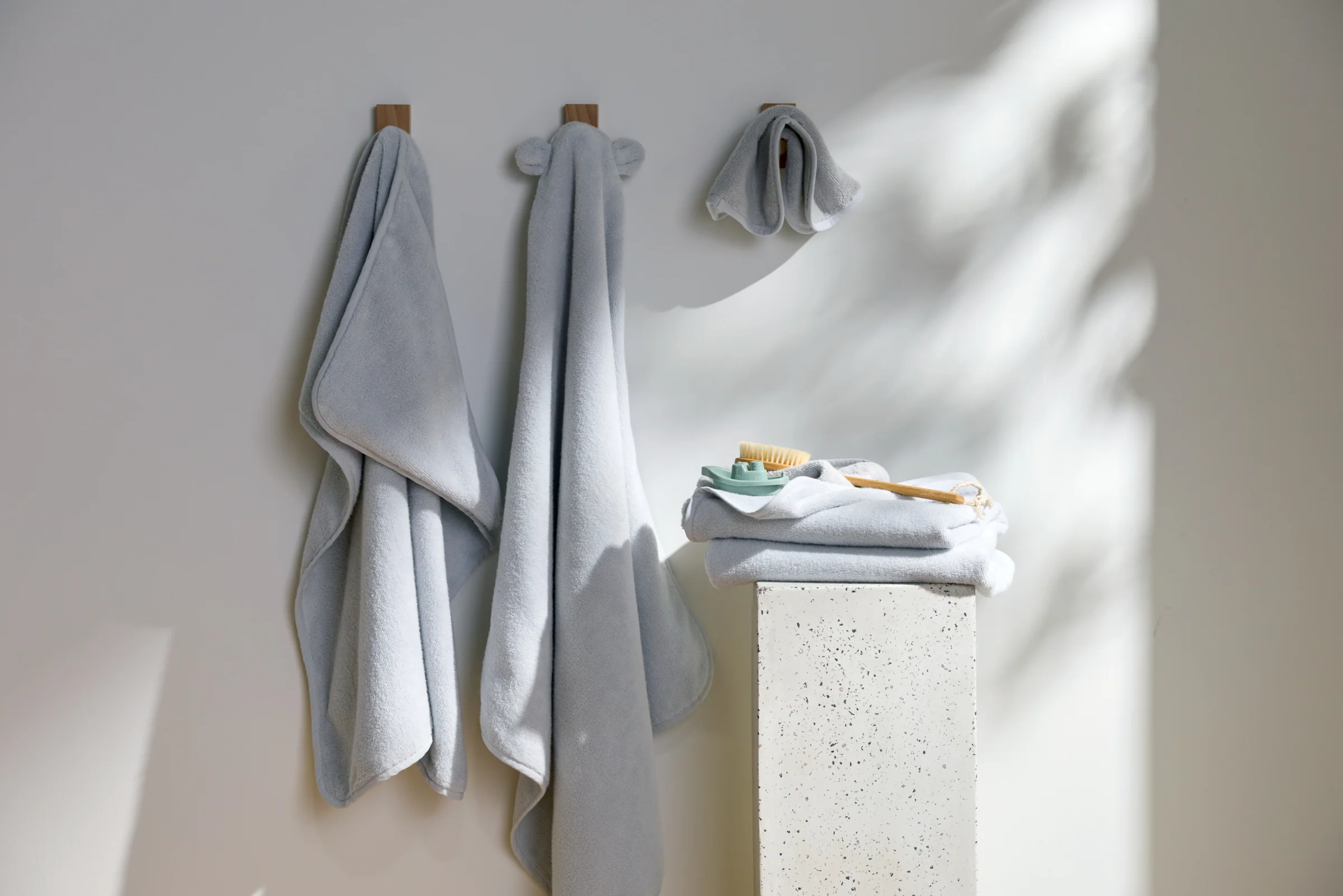 Organic Hooded Baby Towel with Ears (Sky) - Image 4