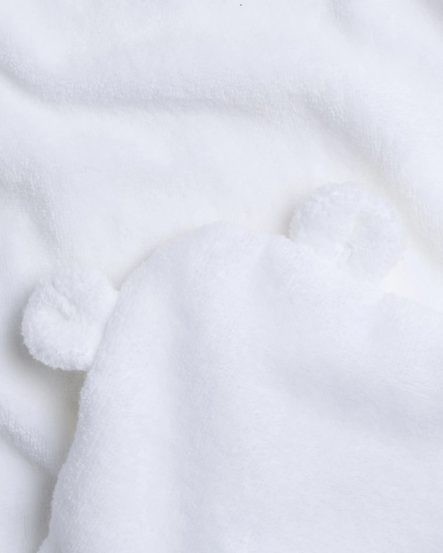 Organic Hooded Baby Towel with Ears (White) - Image 4