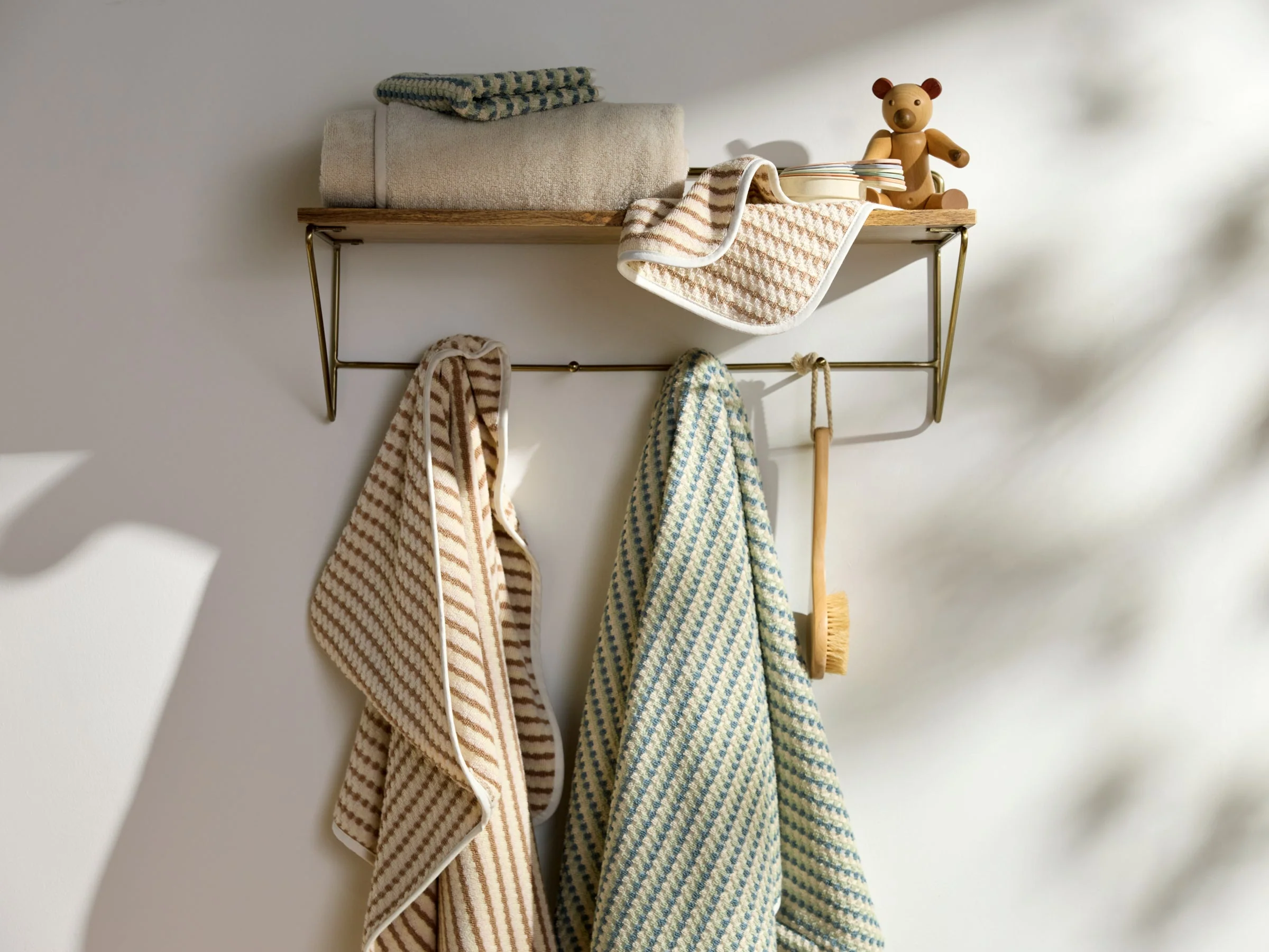Organic Mini Mosaic Hooded Toddler Towel (Wave and Sage) - Image 3