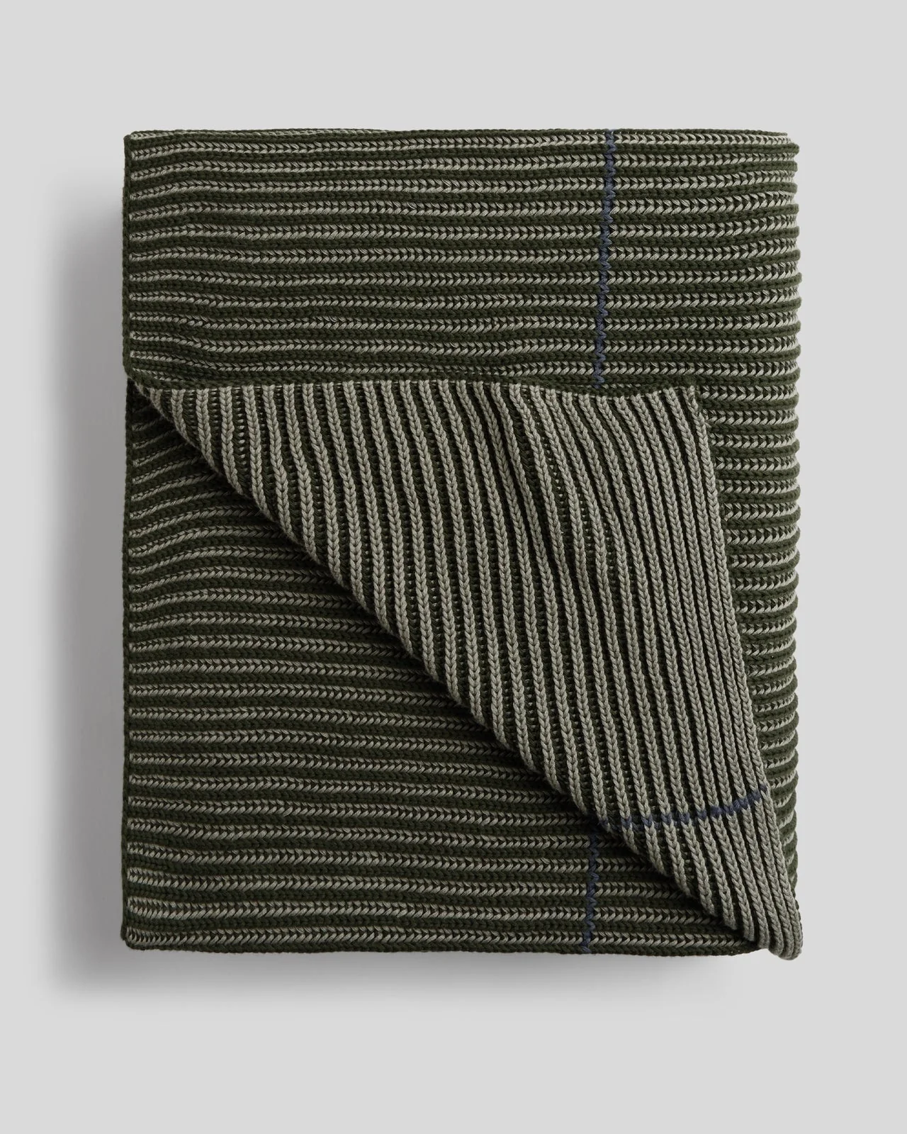 Organic Two Tone Rib Knit Throw (Moss and Evergreen) - Image 4