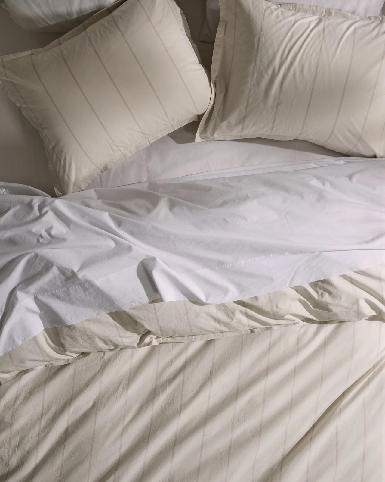 Percale Duvet Cover Set - Bone Stripe K/CK - Image 2