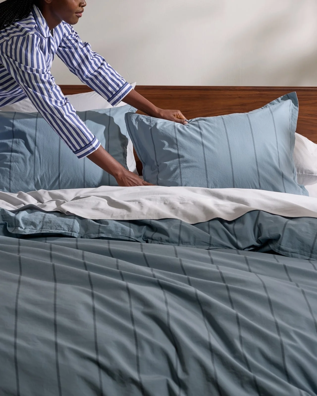 Percale Duvet Cover Set - Dusk Stripe K/CK - Image 2