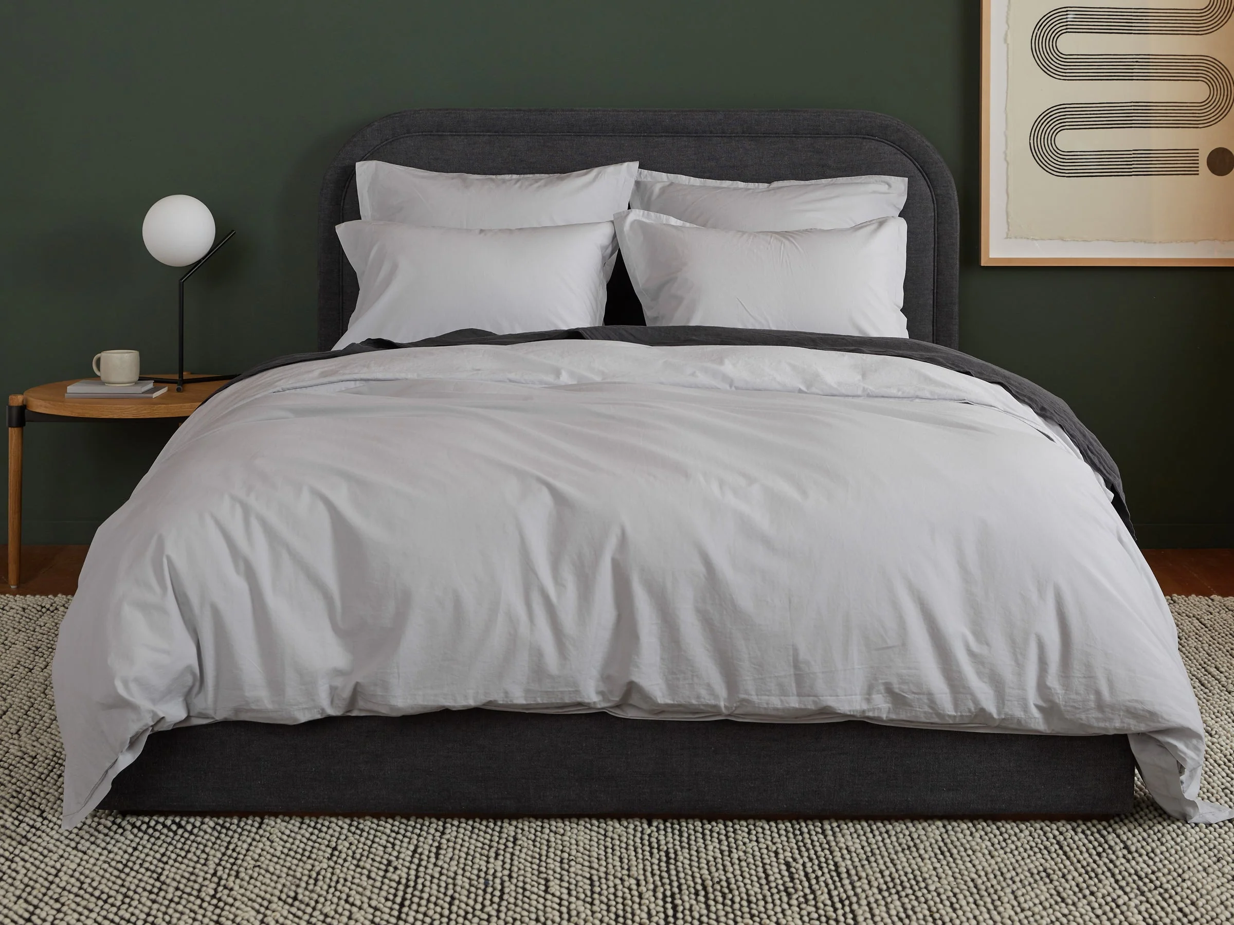 Percale Duvet Cover Set - Light Grey F/Q - Image 4