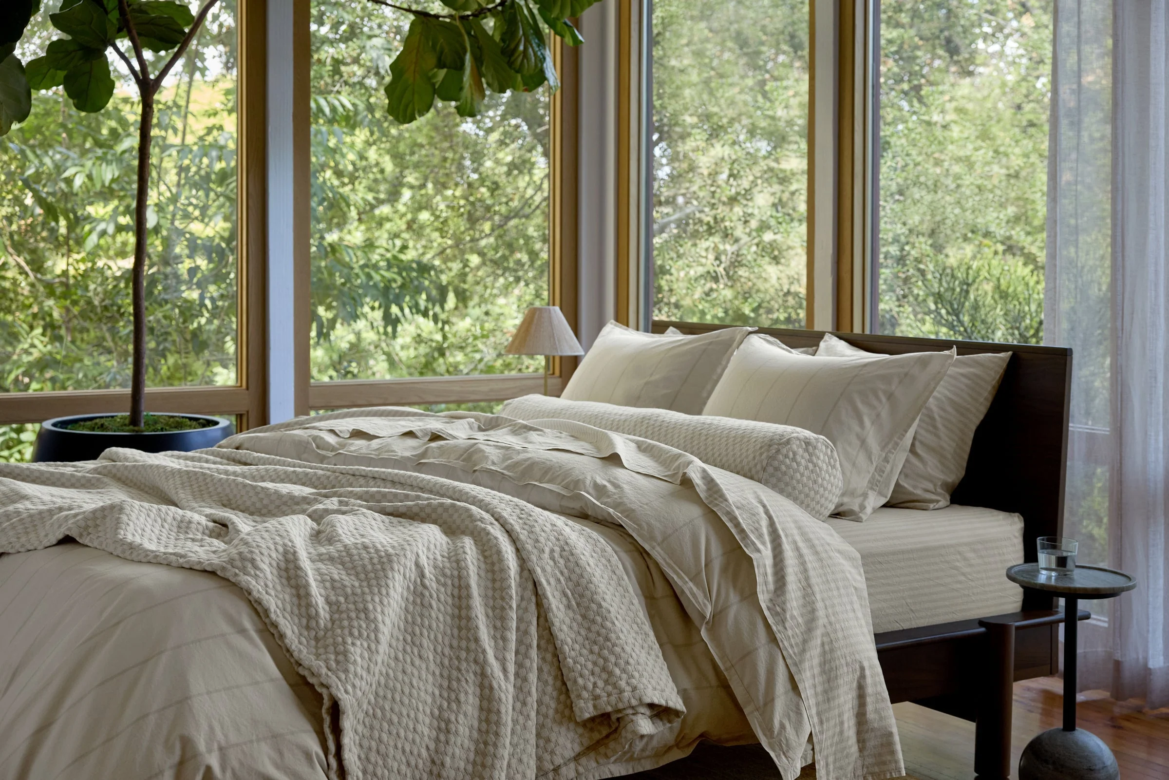 Percale Sheet Set - Bone Stripe K/CK - Image 4