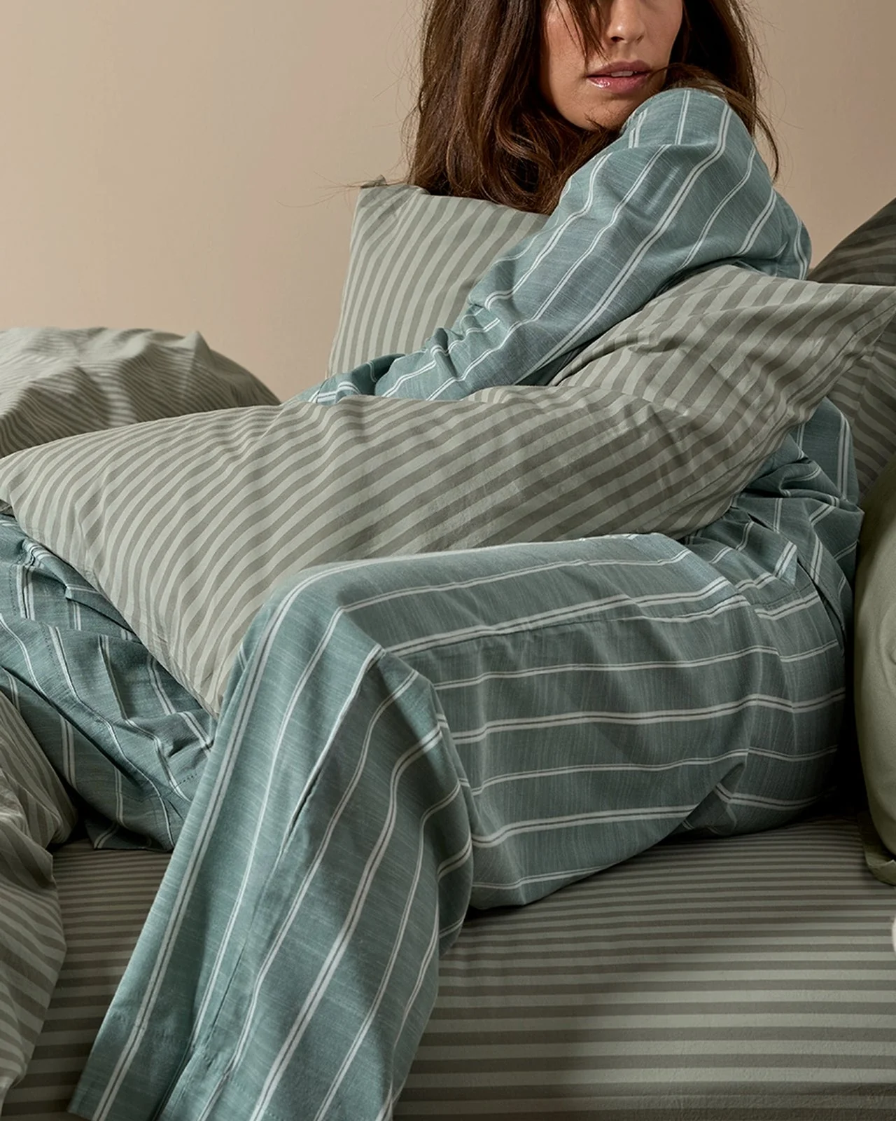 Percale Sheet Set - Moss Stripe F/Q - Image 4