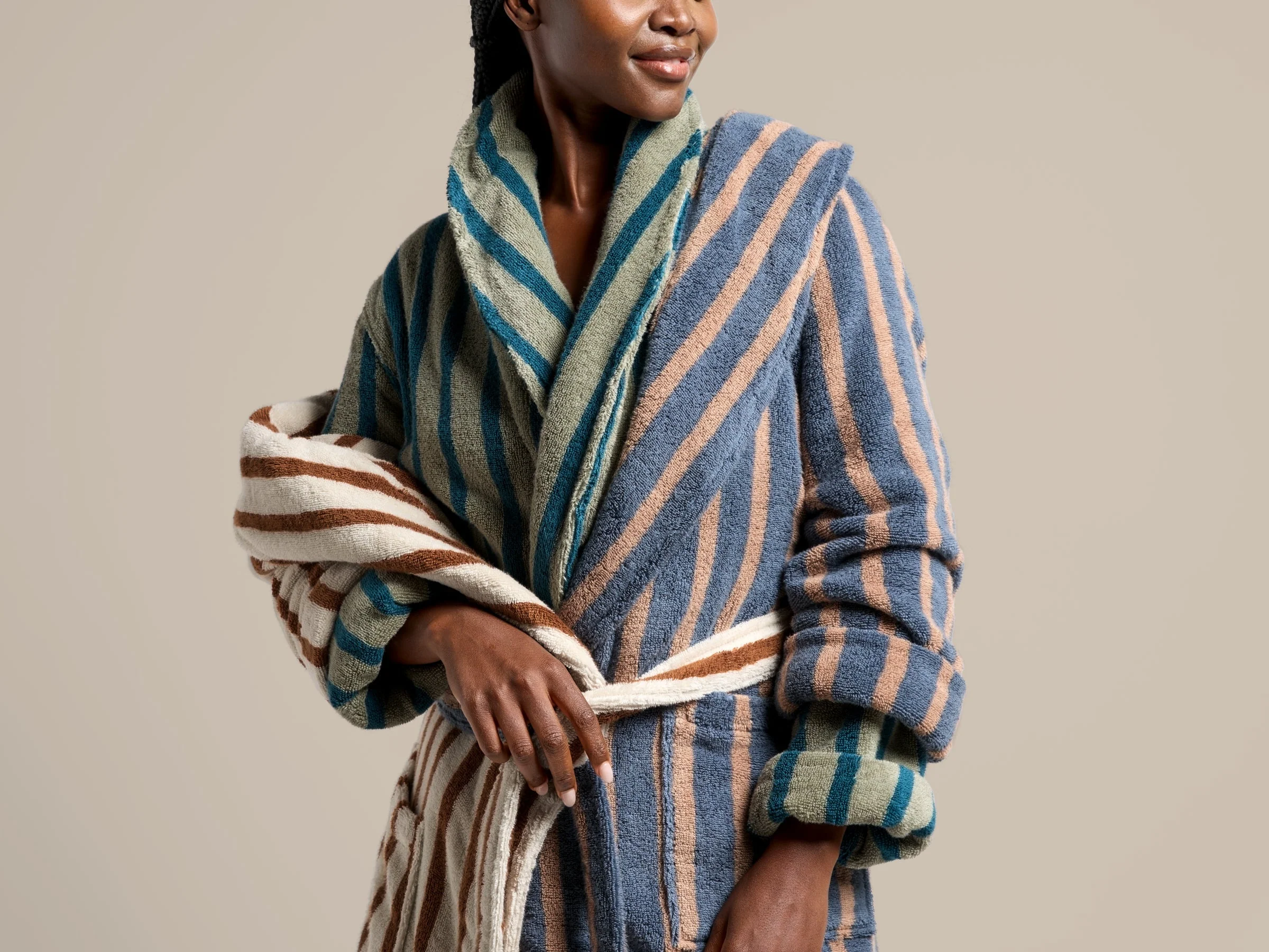 Terry Stripe Robe (Dusk and Adobe) - Image 6