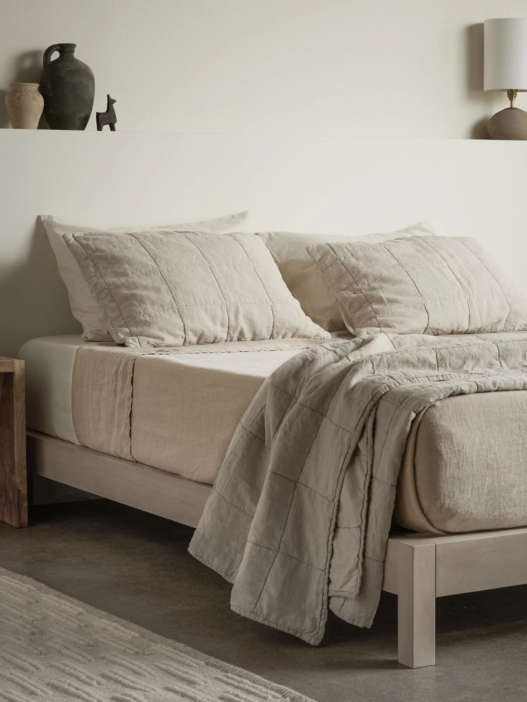 Vintage Linen Bed Blanket (Natural) - Image 5
